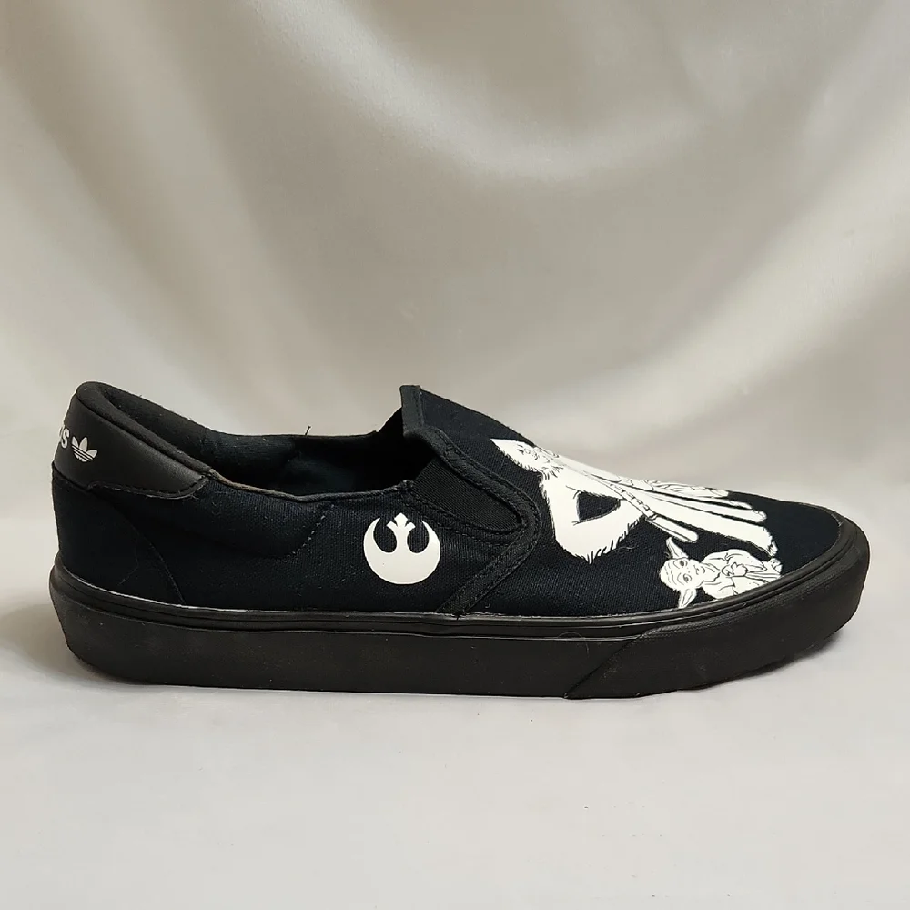 Adidas X Star Wars Court Rallye Black White Canvas Slip-On Sneakers (M Size 11)